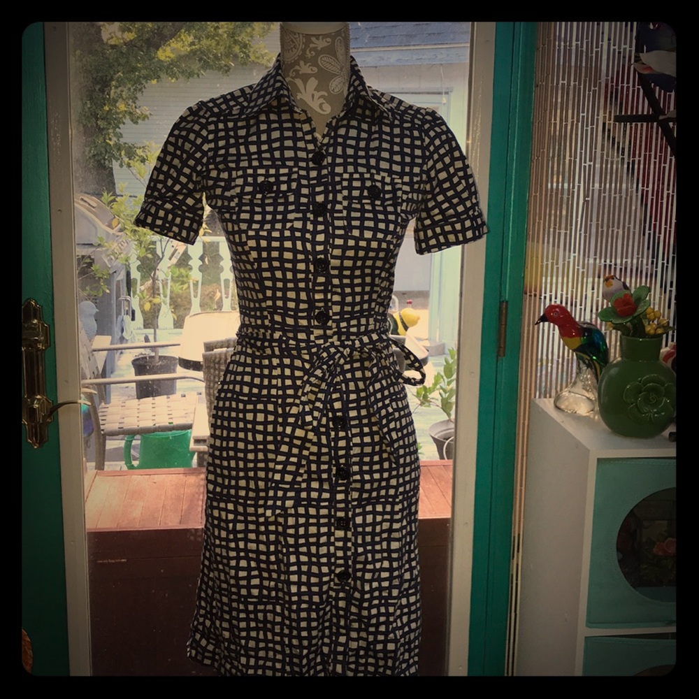 The Limited blue and white criss crossed dress
